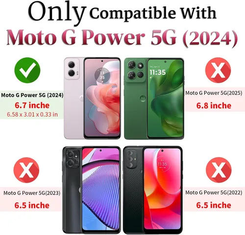 Vista 2 de HNHYGETE Funda para Moto G Power 5G 2024 con protector de pantalla: [grado militar de 20 pies a prueba de caídas] Funda protectora a prueba