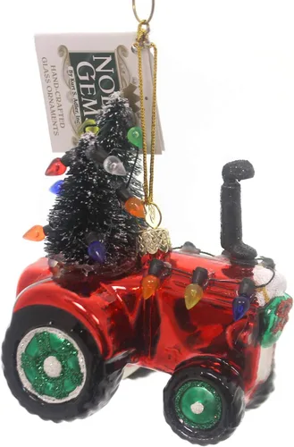 Vista 2 de Noble Gems Tractor Rojo Tractor Adorno Árbol De Navidad NB0884 Nuevo