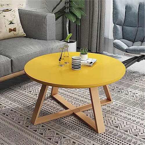 Vista 11 de HM&DX Mesa auxiliar de madera maciza, moderna mesa de centro redonda para sala de estar, mesa auxiliar de madera de granja, mesa auxiliar pequeña