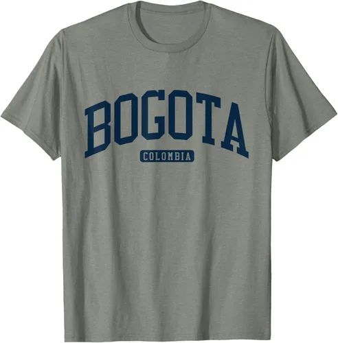 Vista 32 de Bogotá Colombia College University Style Camiseta azul marino, Blanco