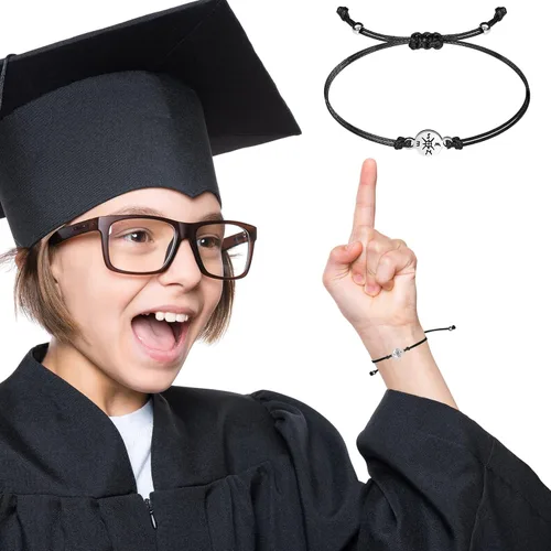 Vista 4 de 10 piezas de regalos de graduación 2023 brújula chapada en regalos clase de 2023 para pulseras de amistad, regalos de graduación de la universidad