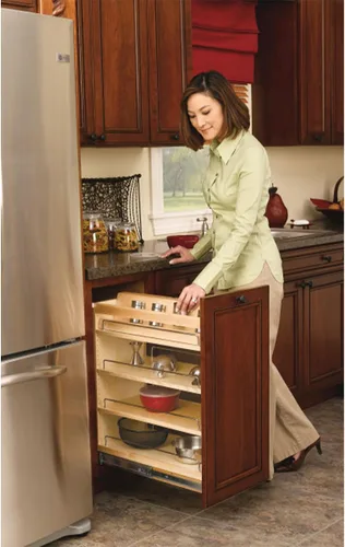 Vista 5 de Rev-A-Shelf Organizador de almacenamiento de armario de cocina extraíble de 11 pulgadas, estante de especias de despensa deslizante con estantes