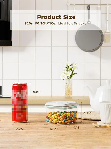 Vista 3 de Mini Envase de Snacks - 0.3 Qt Contenedores de Almacenamiento de Alimentos Pop, Contenedores de Alimentos Pequeños Libres de BPA con Tapas, Envases