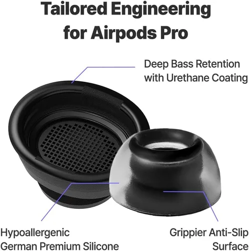 Vista 2 de AZLA Crystal AirPods Pro - Reemplazo de punta de oído, puntas de silicona LSR prémium