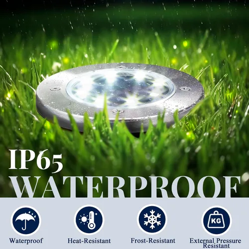 Vista 5 de SOLPEX Luces solares impermeables para exteriores, paquete de 8 luces solares para suelo, luces solares de jardín, iluminación de paisaje