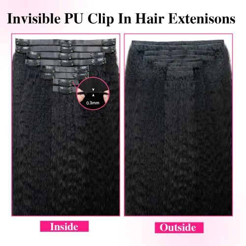 Vista 6 de Invisi - Extensiones de cabello humano con clip, 2 unidades de 8.47 oz, 16 unidades, extensiones de cabello humano Remy lacio, invisible