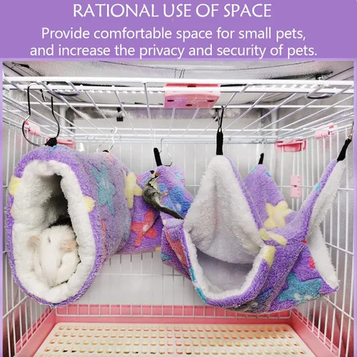 Vista 6 de LEFTSTARER Hamaca de conejillo de indias, hurón, rata de juguete, jaula de animales pequeños, accesorios para túnel y litera para rata, hurón