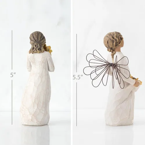 Vista 3 de Willow Tree Warm Embrace Figura Plus Sunshine Angel Figure, esculpida pintada a mano, juego de 2 piezas