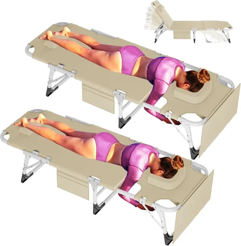 Vista 14 de ABORON - Silla de bronceado 3 en 1 extragrande con tapete y reposabrazos, tumbonas plegables resistentes, 5 posiciones para exteriores, para playa