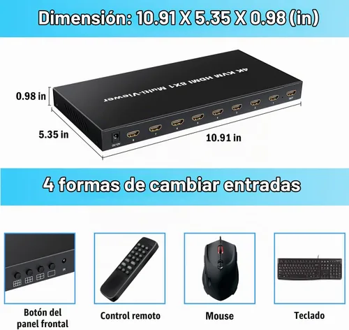 Vista 6 de MultiViewer HDMI 8x1 con función KVM, 4K@30Hz HDMI Quad MultiViewer Share 8 ordenadores simultáneamente, permitiéndoles compartir un conjunto