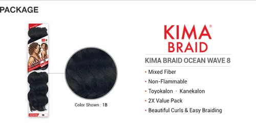 Vista 3 de Harlem125 Trenzas de pelo sintético Kima Braid Ocean Wave 8 pulgadas (1 paquete, 613)