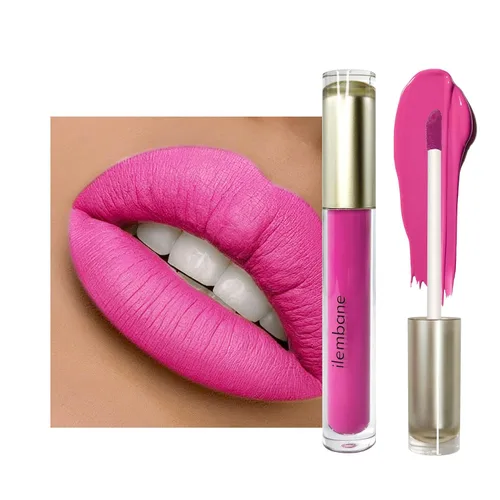 Vista 37 de Lápiz labial líquido rosa polvoriento, mate, de larga duración Whispering Wind