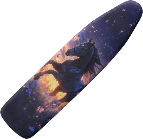 Vista 24 de Funda para tabla de planchar con diseño de estrellas y bandera estadounidense con borde elástico y acogedor bolsillo para la nariz, resistente al