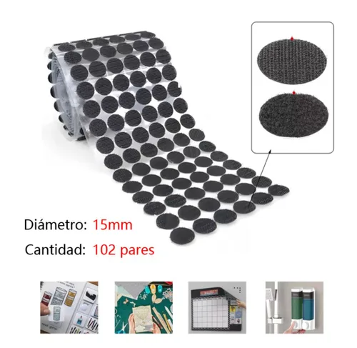 15mm /102 Pares Velcros Autoadhesivos