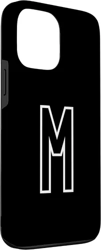 Vista 3 de Funda con monograma inicial favorita para iPhone 13 Pro Max Letra M, color blanco y negro