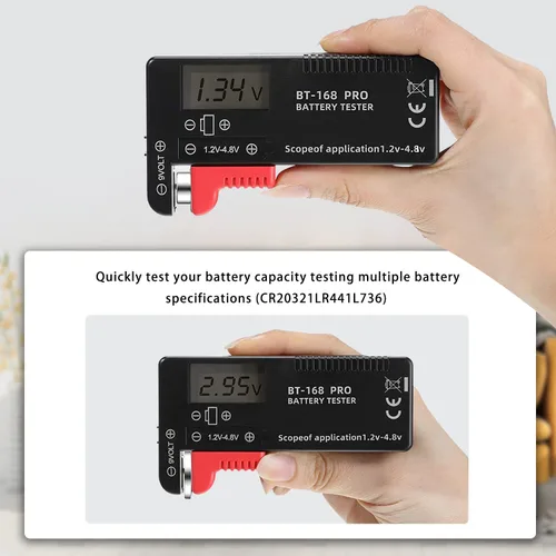 Vista 5 de Probador de batería LCD digital de 3 piezas, comprobador de batería universal para AA AAA 1.5 V 3.7 V o 1.2 ~ 4.8 V 9 V, probadores de nivel de vida