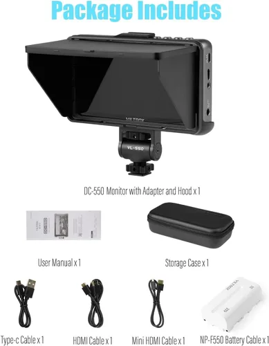 Vista 6 de VILTROX DC 550 Monitor de campo de cámara DSLR con pantalla táctil de 5.5 pulgadas FHD 1200nit 4K Video External Monitor for Sony Canon Nikon with