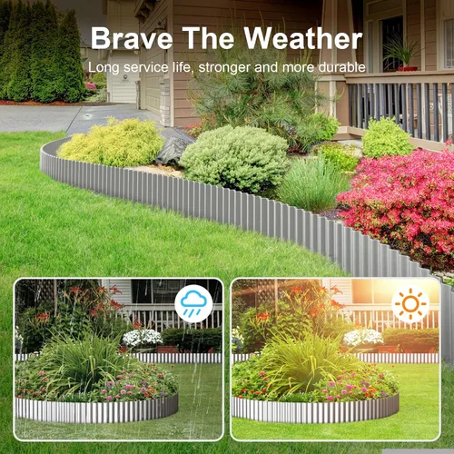 Vista 5 de Land Guard Borde Corrugado para Jardín, Borde de Pavimentadora de Paisaje de 6" x 25', Borde Alto para Paisaje, Cerca para Jardín, Cama de Flores