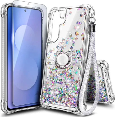 Vista 19 de NGB - Funda para teléfono Samsung Galaxy S9, color aguamarina/morado, bonita funda con purpurina líquida para mujeres y niñas, con protector