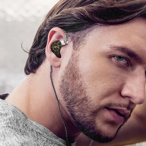 Vista 7 de RevoNext - Auriculares HiFi IEM con micrófono, auriculares híbridos 4BA+1DD con cable, auriculares con monitor intrauditivo con cable desmontable