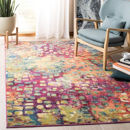 Vista 8 de SAFAVIEH Colección Madison - Alfombra de pasillo, 2'2" x 6', color fucsia y oro, diseño bohemio abstracto envejecido, no desprende pelusa y fácil