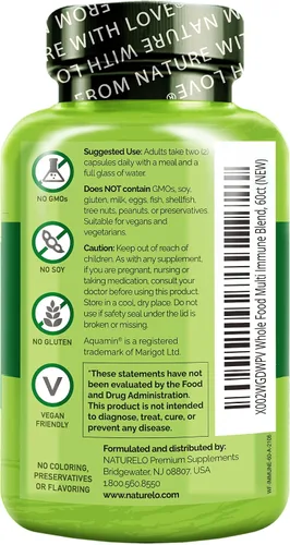 Vista 7 de NATURELO Multivitamínico de Alimentos Integrales + Mezcla Inmunológica con Saúco y Hongos - Multivitamínico Completo con Apoyo Inmunológico Extra