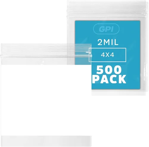 Vista 10 de GPI - Mini bolsas con cremallera de 1 x 1 pulgada, paquete de 100 bolsas de plástico transparente con cierre con cremallera con bloque blanco