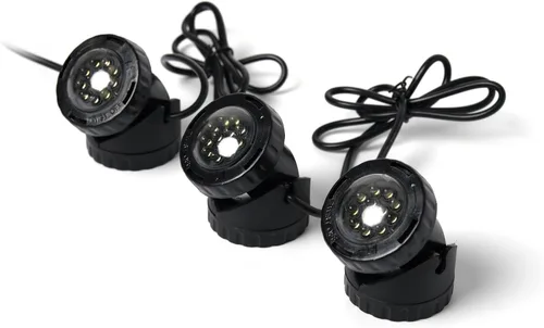 Vista 3 de Jebao PL1LED-3PS Luz LED sumergible para estanque con sensor de fotocélula, 2.25" x 3", rojo, azul, verde y amarillo
