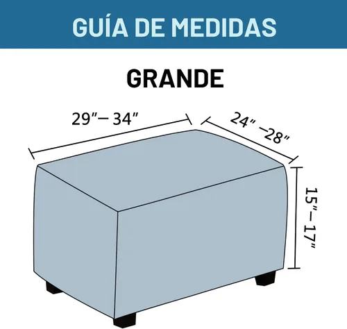Vista 2 de H.VERSAILTEX Funda Deslizable para Otomana Rectangular Ajuste de Longitud 29"-34" Reposapiés Fundas Deslizables para Sofá Funda para Taburete