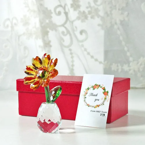 Vista 4 de QFkris Figura de girasol de cristal de 3.5 pulgadas, adorno coleccionable de flores de cristal, decoración del hogar, regalos de recuerdo (girasol)