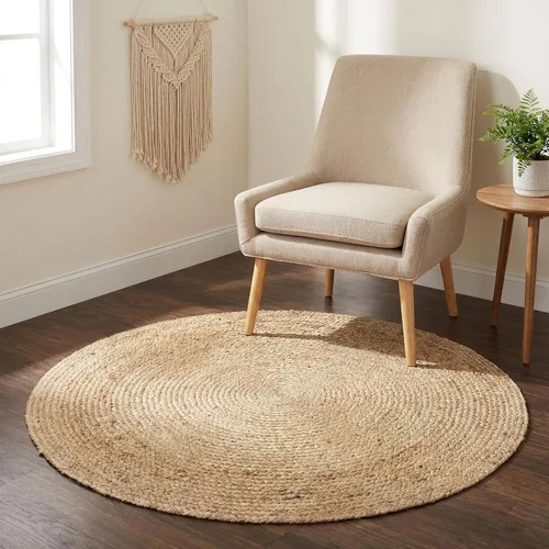 Vista 47 de RedEarth · Alfombra rectangular - 2'x3' de yute natural trenzada con respaldo antideslizante - Alfombra boho tejida a mano para dormitorio, cocina