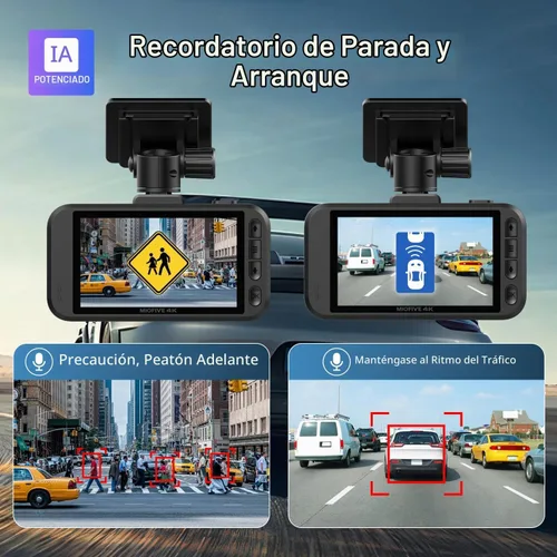 Vista 8 de Miofive Dash Cam - Cámara delantera y trasera para automóvil, 4K+4K, WiFi, Bluetooth, con tarjeta SD de 64 GB, cámara dual para auto con monitoreo