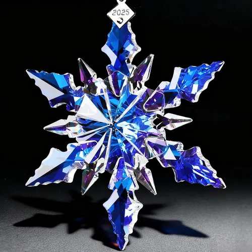 Vista 9 de Adorno de árbol de Navidad de edición Maxistal 2024, copo de nieve de cristal con estrella, adorno para árbol de Navidad, decoración para el hogar