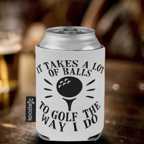 Vista 5 de Fundas para latas Enfriador de bebidas It-Takes-A-Lot-Of-Balls-To Golf The-Way-I-Do Golf Buceo Espuma Party Beer Cover Orange Design Only