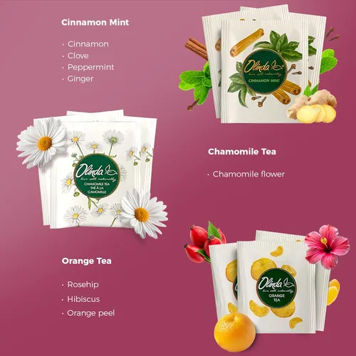 Vista 3 de Olinda Caja de regalo de flores y raíces curativas, té natural sin cafeína, bolsas de té de hierbas, té de belleza saludable, bienestar y alivio