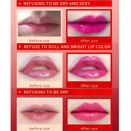 Vista 5 de Lápiz labial que cambia de color, Bálsamo labial mágico que cambia de color (Negro a Rojo ladrillo), Lápiz labial hidratante natural Labiales