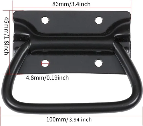 Vista 3 de Tiradores de acero inoxidable para caja de herramientas de elevación del pecho de la puerta de 4 pulgadas (paquete de 2, negro)