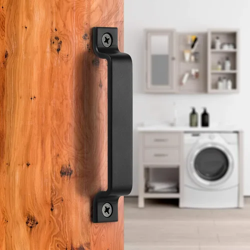 Vista 7 de FaithLand Manija de puerta estilo granero, juego de manijas de puerta negras de 6.42 pulgadas (paquete de 2), tirador de puerta, manija para puerta