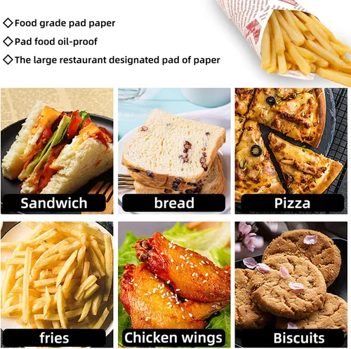 Vista 6 de 100 Hojas de Papel Deli, Papel para Envolver Sándwiches de 14 * 10 pulgadas, Papel para Envolver Alimentos, para Panes, Papas Fritas, Sándwiches