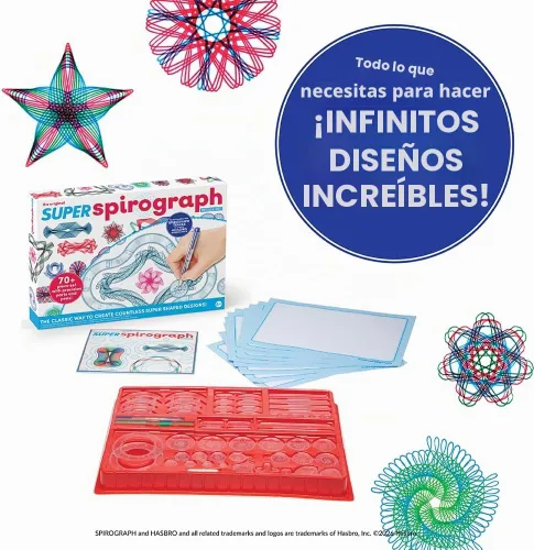 Vista 4 de Super Spirograph Jumbo Kit, 75 piezas (Edición 50 aniversario)