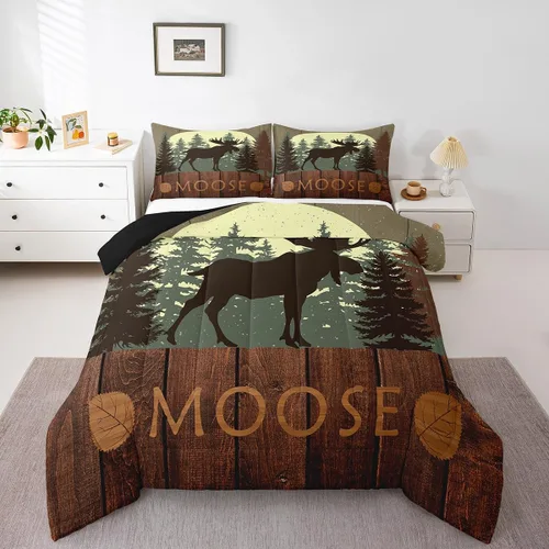 Vista 12 de Castle Fairy Cute Giraffe Bedding Set Twin Size 2 Pcs,Lodge Cabin Jungle Rustic Style Comforter Set for Kids Teens Adults,Wild Animal Pine Trees