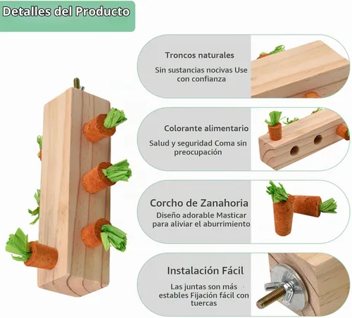 Vista 4 de Juguetes para pájaros, juguete masticable de corcho, bloque de madera, loro, juguetes de forraje, accesorios para conures, periquitos, cacatúas