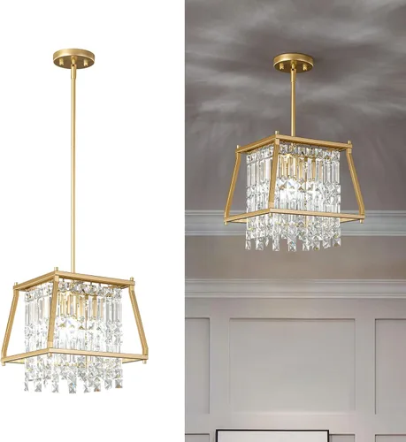 Vista 30 de LMQNINE Modernas lámparas colgantes negras para isla de cocina, lámpara de araña de cristal, iluminación colgante ajustable de granja para comedor
