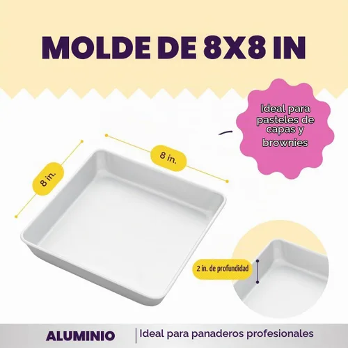 Vista 3 de Wilton - Molde cuadrado de aluminio para tartas, hecho sin PFAS, 8 x 8 pulgadas