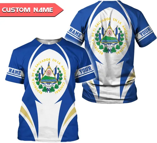 Vista 2 de Camiseta personalizada de El Salvador con bandera de El Salvador para hombres, mujeres, orgullo salvadoreño, camiseta de El Salvadoreña