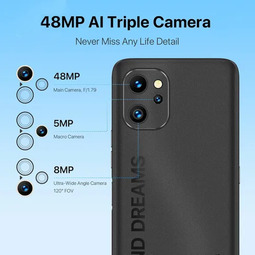 Vista 4 de UMIDIGI Teléfono celular desbloqueado 5G, banda global, AT&T, versión, T-Mobile, Octa-core 8GB RAM+128GB ROM teléfono Android, 6.7 pulgadas HD