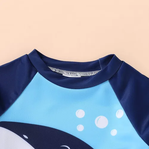 Vista 4 de Happy Town Trajes de baño para niños pequeños, traje de baño de manga larga, traje de baño de dos piezas, traje de baño, playa, verano