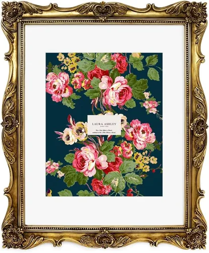 Vista 18 de Laura Ashley - Marco de fotos 2x3 negro con textura ornamentada hecho a mano en resina con caballete, para exhibición en mesa y pared, con diseño