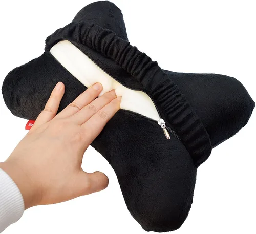 Vista 4 de Paquete de 2 almohadas de cuello de viaje en forma de hueso de perro con funda extraíble lavable de espuma viscoelástica para automóvil, autobús