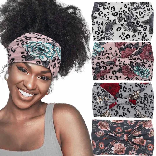 Vista 8 de Diademas para el cabello – Diademas bohemias de mariposa elásticas anudadas con estampado floral para mujeres y niñas, paquete de 4 (mariposa A)
